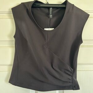 Athleta bayview Black Sleeveless wrap front Top